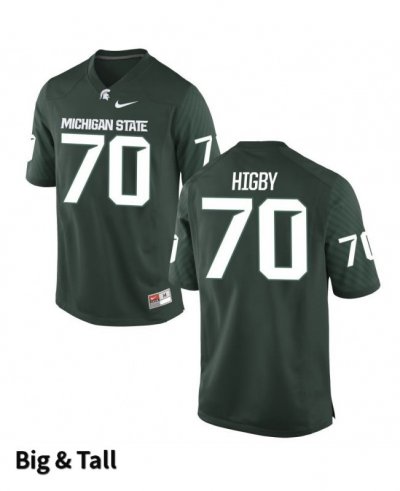 Men's Michigan State Spartans NCAA #70 Tyler Higby Green Authentic Nike Big & Tall Stitched College Football Jersey OV32G17MP